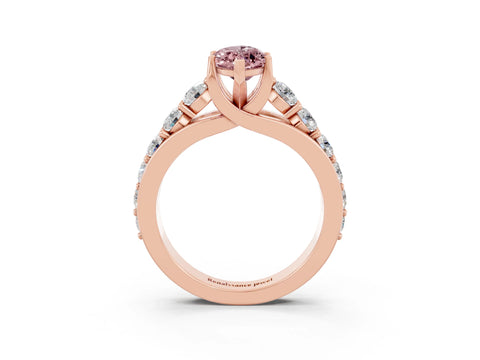 Rose gold Marquise Cut Morganite Engagement Ring with Pavé Band and Four-Prong Setting_3