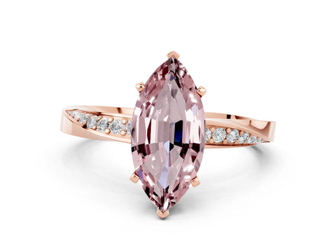 Rose gold Marquise Cut Morganite Engagement Ring with Side Stone Accents and Four-Prong Setting_27