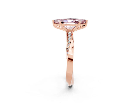 Rose gold Marquise Cut Morganite Engagement Ring with Side Stone Accents and Four-Prong Setting_29