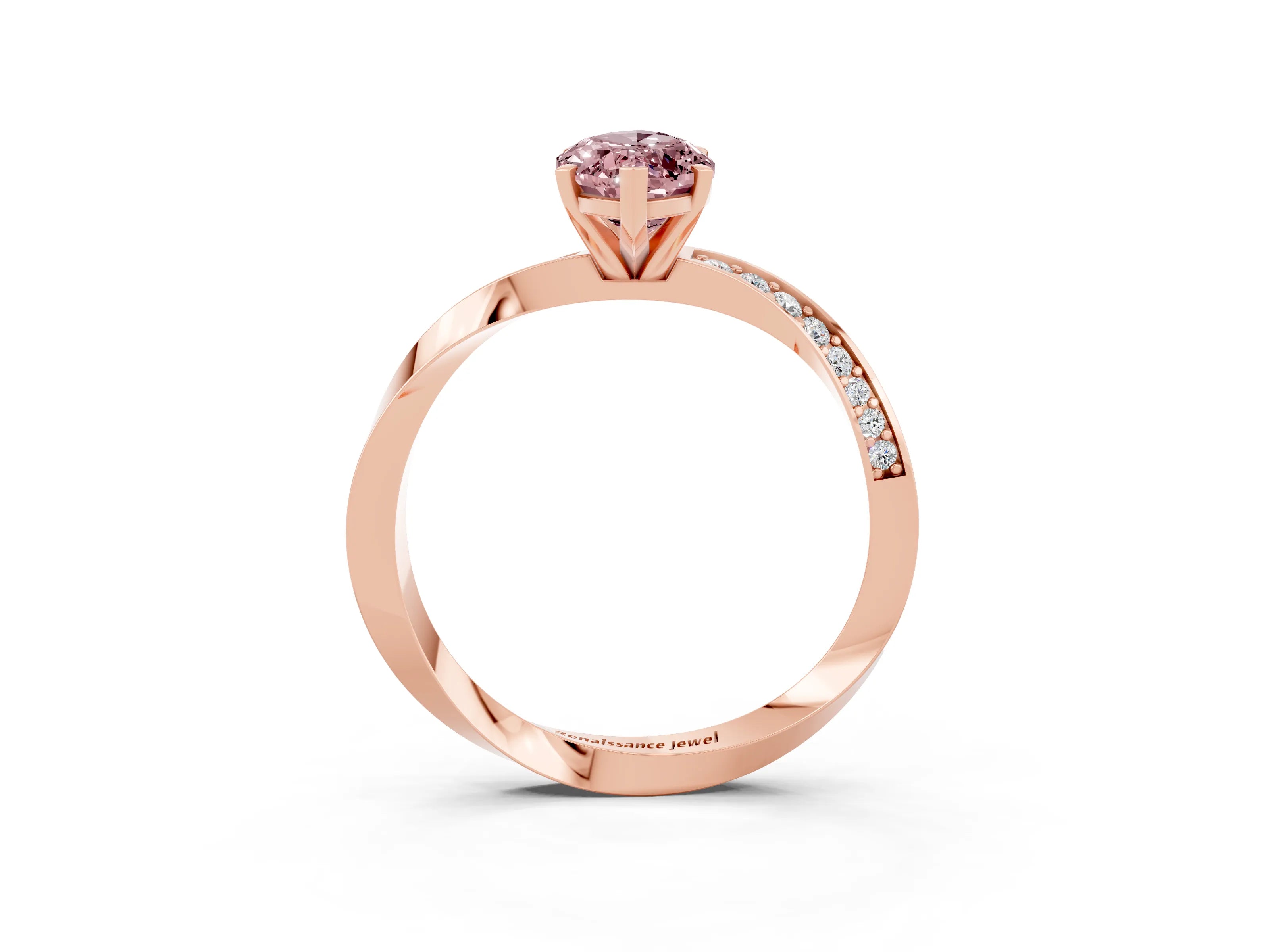 Rose gold Marquise Cut Morganite Engagement Ring with Side Stone Accents and Four-Prong Setting_30