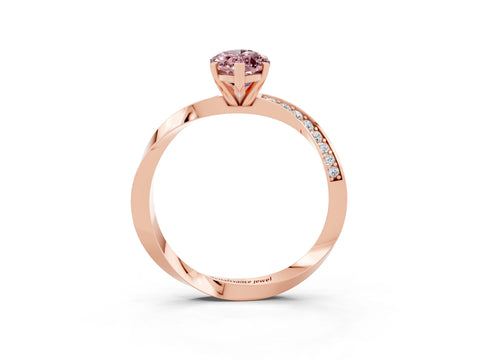 Rose gold Marquise Cut Morganite Engagement Ring with Side Stone Accents and Four-Prong Setting_30