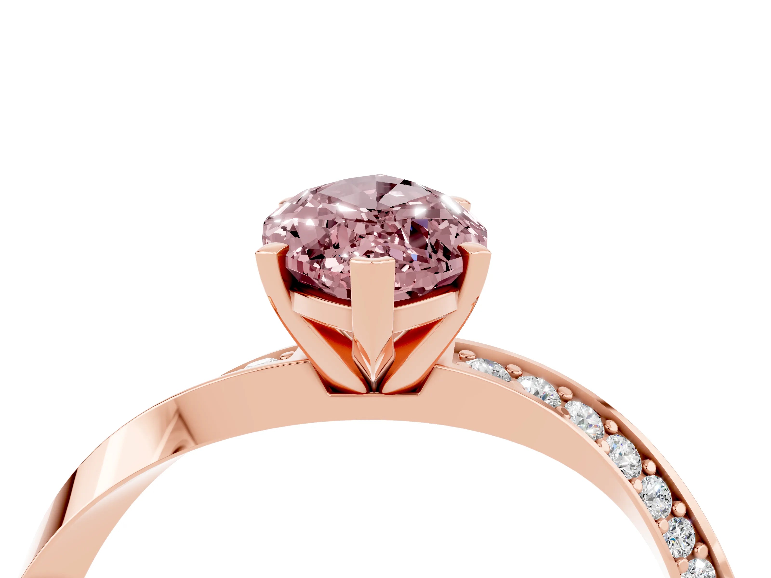 Rose gold Marquise Cut Morganite Engagement Ring with Side Stone Accents and Four-Prong Setting_31