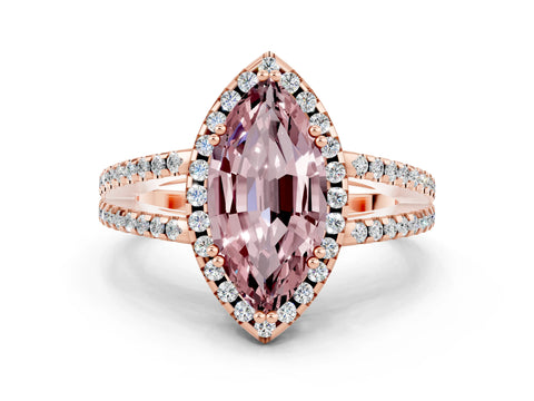 Rose gold Marquise Cut Morganite Halo Split Shank Engagement Ring_12