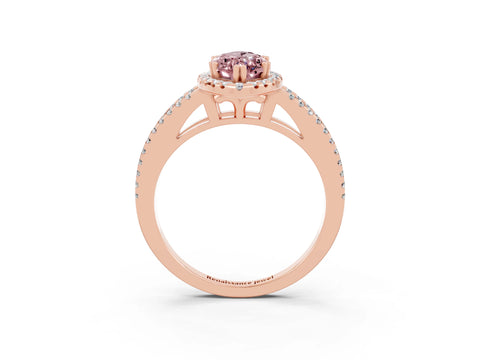 Rose gold Marquise Cut Morganite Halo Split Shank Engagement Ring_15