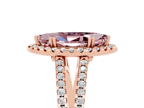 Rose gold Marquise Cut Morganite Halo Split Shank Engagement Ring_17