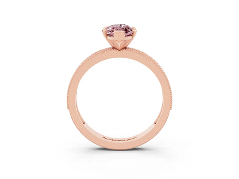 Rose gold Marquise Cut Morganite Milgrain Pavé Engagement Ring with Four-Prong Setting_3