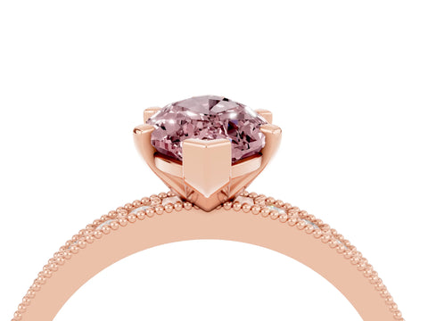 Rose gold Marquise Cut Morganite Milgrain Pavé Engagement Ring with Four-Prong Setting_4