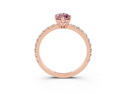Rose gold Marquise Cut Morganite Pavé Solitaire Engagement Ring with Four-Prong Setting_15