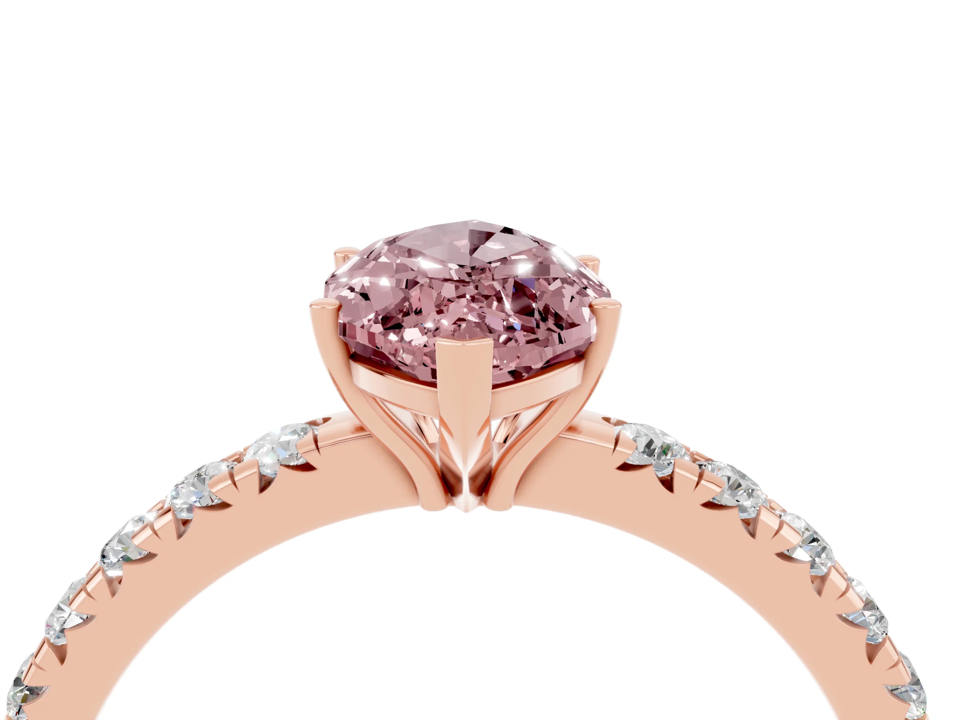 Rose gold Marquise Cut Morganite Pavé Solitaire Engagement Ring with Four-Prong Setting_16