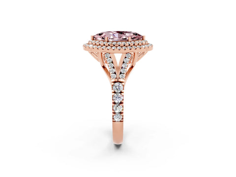 Rose gold Marquise Cut Morganite Pavé Split Shank Double Halo Engagement Ring_2