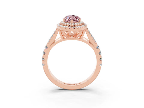 Rose gold Marquise Cut Morganite Pavé Split Shank Double Halo Engagement Ring_3