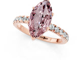 Rose gold Marquise Cut Morganite Pave Band Solitaire Ring with Four-Prong Setting_25