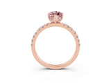 Rose gold Marquise Cut Morganite Pave Band Solitaire Ring with Four-Prong Setting_27