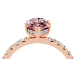 Rose gold Marquise Cut Morganite Pave Band Solitaire Ring with Four-Prong Setting_28