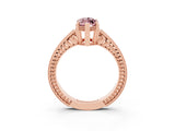 Rose gold Marquise Cut Morganite Ring with Milgrain Pavé Band and Four-Prong Setting_27