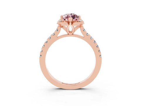 Rose gold Marquise Cut Morganite Ring with Pavé Band and Floral Prong Setting_3