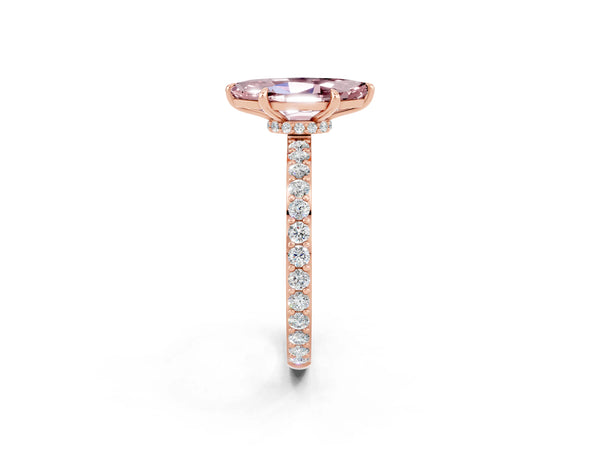 Rose gold Marquise Cut Morganite Pavé Engagement Ring with Round  Accents and Prong Setting