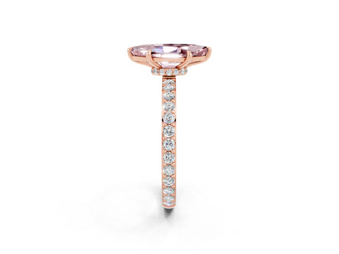Rose gold Marquise Cut Morganite Ring with Pavé Band and Four-Prong Setting_2