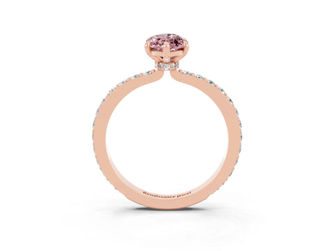 Rose gold Marquise Cut Morganite Ring with Pavé Band and Four-Prong Setting_3