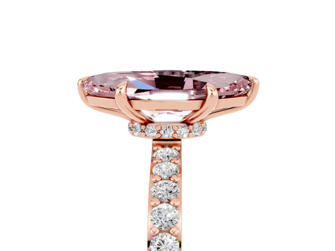Rose gold Marquise Cut Morganite Ring with Pavé Band and Four-Prong Setting_5