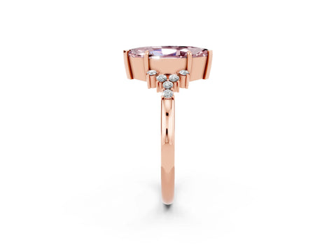 Rose gold Marquise Cut Morganite Ring with Side Stones and Four-Prong Setting_38