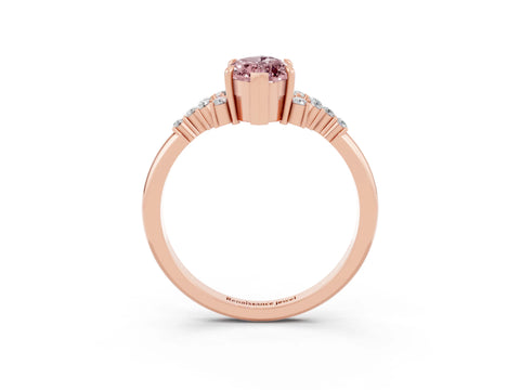 Rose gold Marquise Cut Morganite Ring with Side Stones and Four-Prong Setting_39