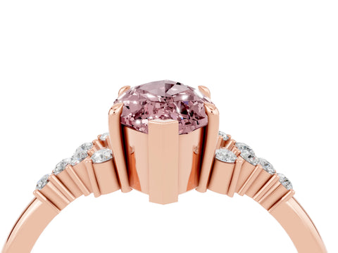 Rose gold Marquise Cut Morganite Ring with Side Stones and Four-Prong Setting_40