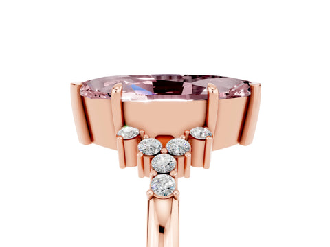 Rose gold Marquise Cut Morganite Ring with Side Stones and Four-Prong Setting_41