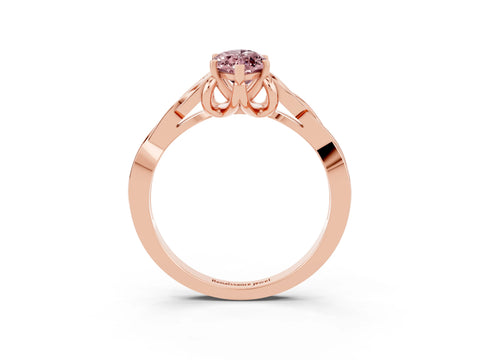 Rose gold Marquise Cut Morganite Solitaire Celtic Knot Ring with Four-Prong Setting_15