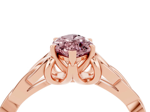 Rose gold Marquise Cut Morganite Solitaire Celtic Knot Ring with Four-Prong Setting_16