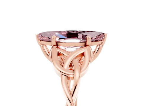 Rose gold Marquise Cut Morganite Solitaire Celtic Knot Ring with Four-Prong Setting_17