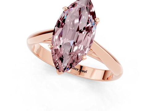 Rose gold Marquise Cut Morganite Solitaire Engagement Ring with Cathedral Setting and Four-Prong Mount_13