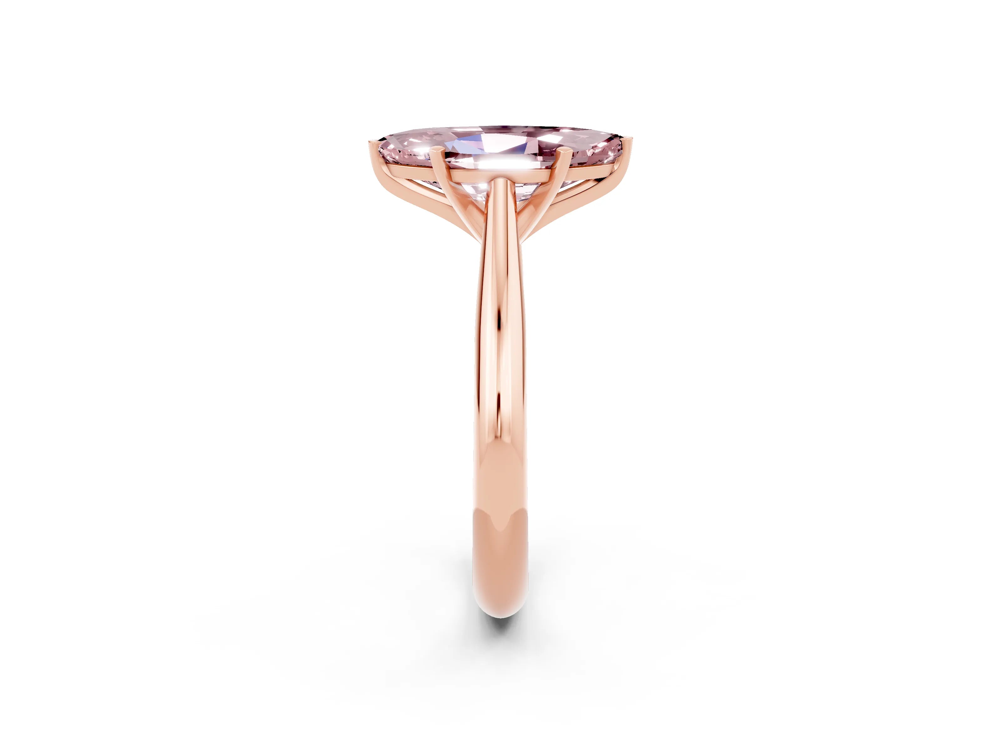 Rose gold Marquise Cut Morganite Solitaire Engagement Ring with Cathedral Setting and Four-Prong Mount_14