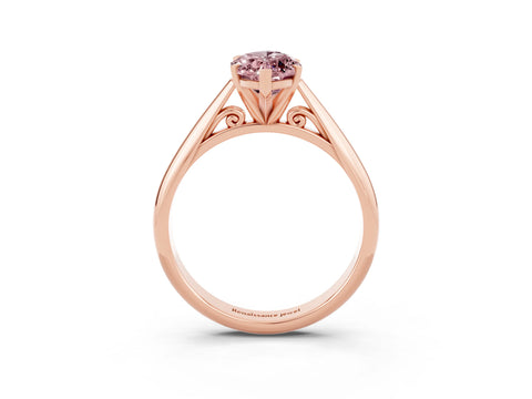 Rose gold Marquise Cut Morganite Solitaire Engagement Ring with Cathedral Setting and Four-Prong Mount_15