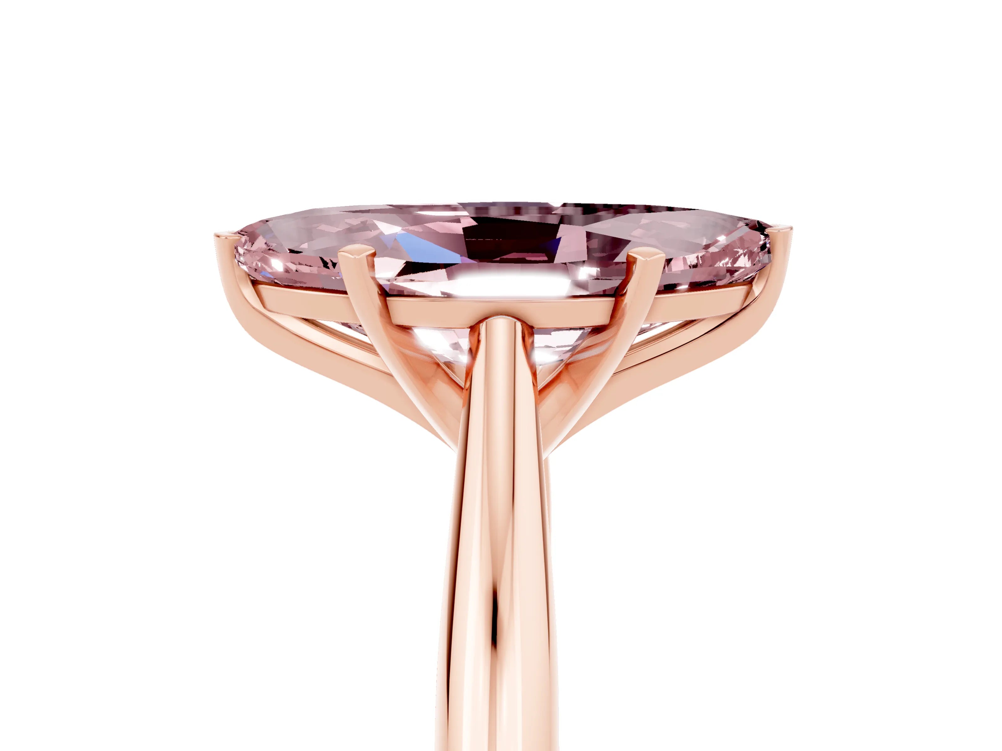 Rose gold Marquise Cut Morganite Solitaire Engagement Ring with Cathedral Setting and Four-Prong Mount_17
