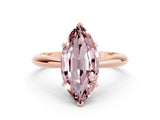 Rose gold Marquise Cut Morganite Solitaire Engagement Ring with Cathedral Setting and Four-Prong Mount_24