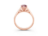 Rose gold Marquise Cut Morganite Solitaire Engagement Ring with Cathedral Setting and Four-Prong Mount_27