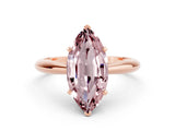 Rose gold Marquise Cut Morganite Solitaire Engagement Ring with Cathedral Setting and Four-Prong Mount_30