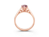 Rose gold Marquise Cut Morganite Solitaire Engagement Ring with Cathedral Setting and Four-Prong Mount_33