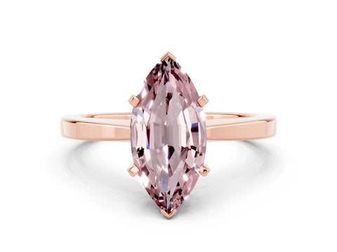 Rose gold Marquise Cut Morganite Solitaire Engagement Ring with Classic Band and Four-Prong Setting_24