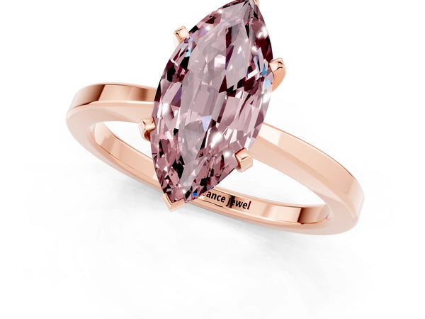 Rose gold Marquise Cut Morganite Solitaire Engagement Ring with Classic Band and Four-Prong Setting