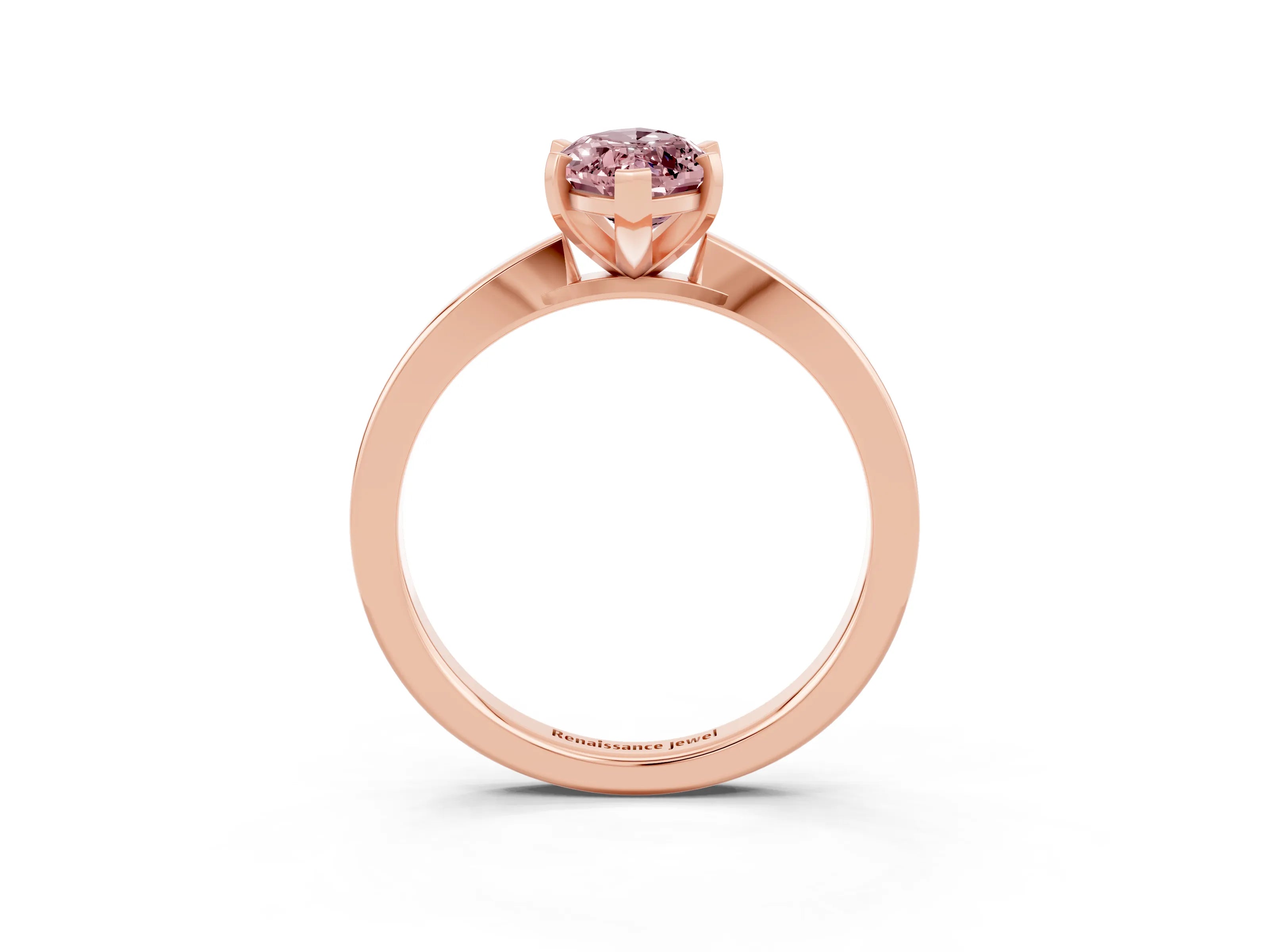 Rose gold Marquise Cut Morganite Solitaire Engagement Ring with Classic Band and Four-Prong Setting_27