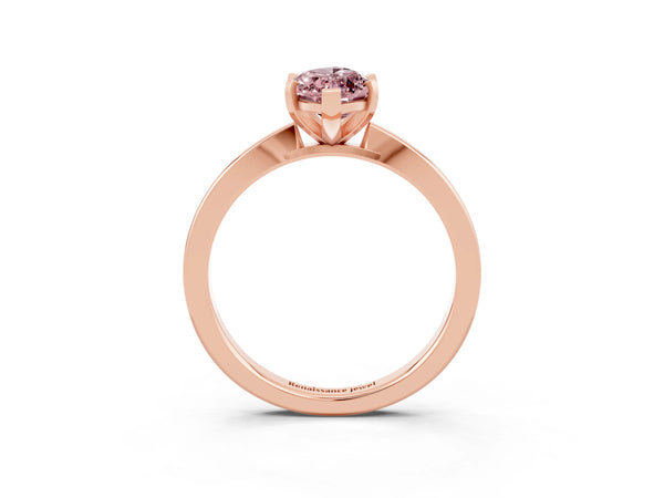 Rose gold Marquise Cut Morganite Solitaire Engagement Ring with Classic Band and Four-Prong Setting
