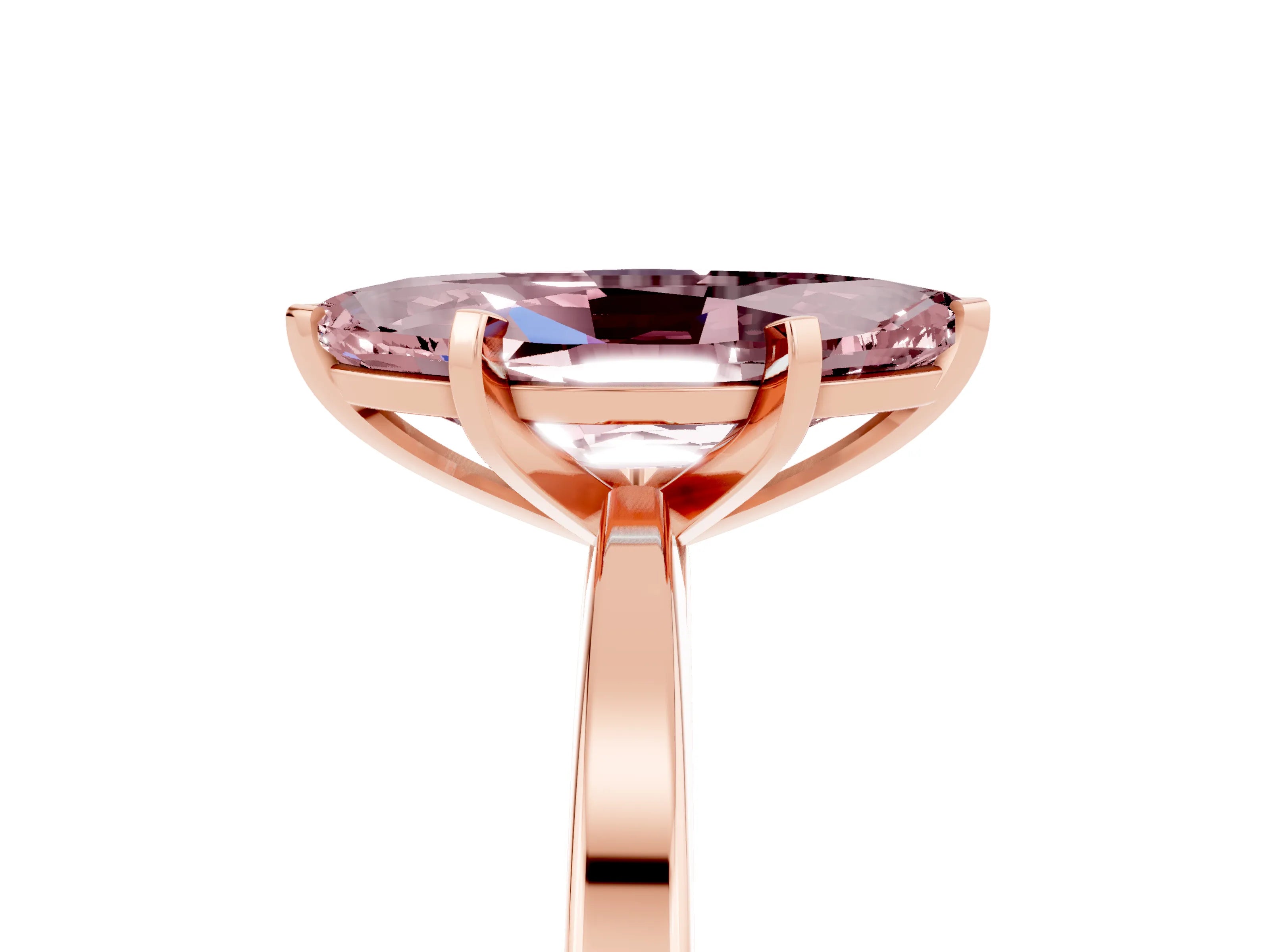 Rose gold Marquise Cut Morganite Solitaire Engagement Ring with Classic Band and Four-Prong Setting_29