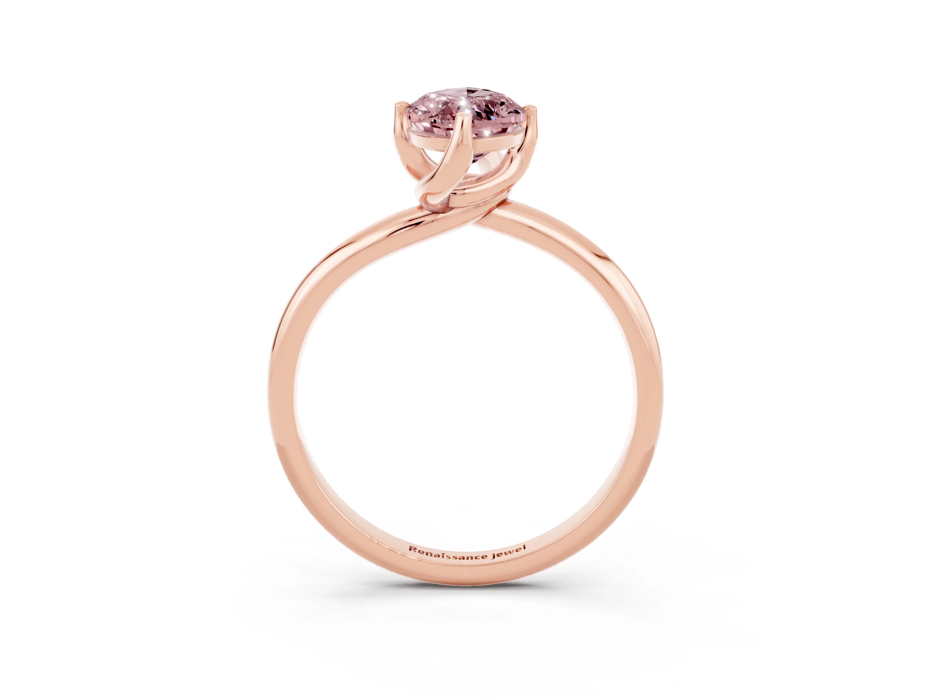 Rose gold Marquise Cut Morganite Solitaire Engagement Ring with Four-Prong Setting and Classic Band_15