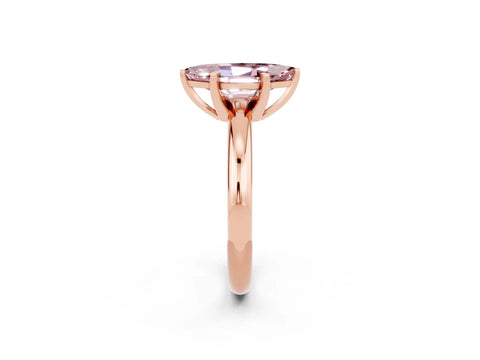 Rose gold Marquise Cut Morganite Solitaire Engagement Ring with Round Band and Four-Prong Setting_2