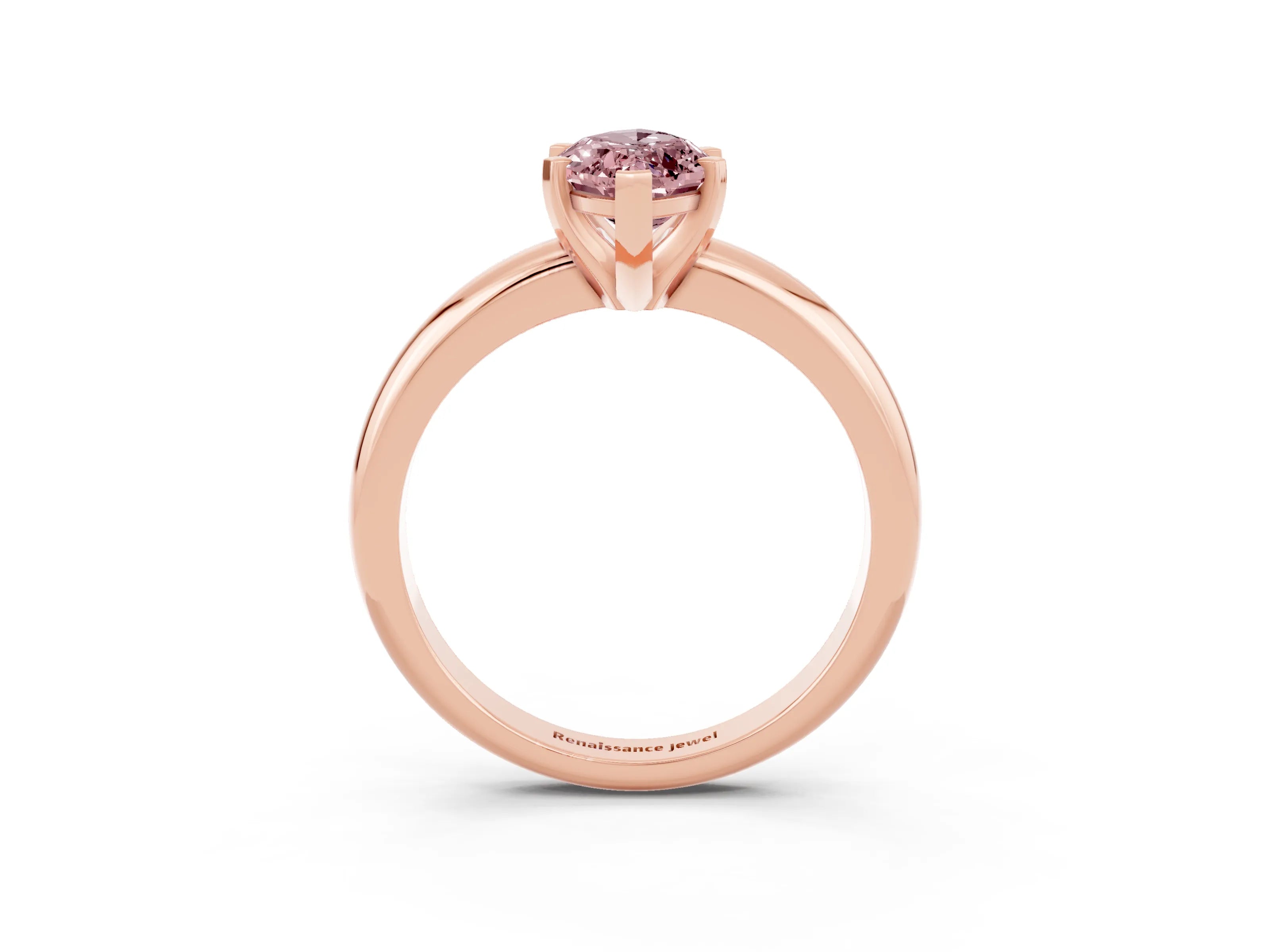 Rose gold Marquise Cut Morganite Solitaire Engagement Ring with Round Band and Four-Prong Setting_3