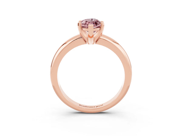 Rose gold Marquise Cut Morganite Solitaire Engagement Ring with Round Band and Four-Prong Setting