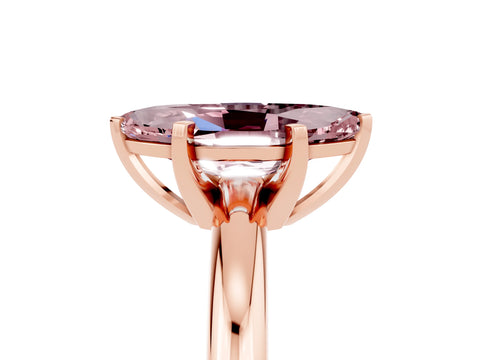 Rose gold Marquise Cut Morganite Solitaire Engagement Ring with Round Band and Four-Prong Setting_5
