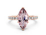 Rose gold Marquise Cut Morganite Solitaire Pavé Band with Four-Prong Setting